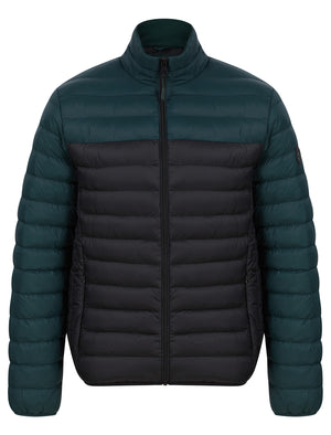 Inali Colour Block Funnel Neck Quilted Puffer Jacket with Fleece Lined Collar in Green Gables - Tokyo Laundry