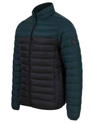 Inali Colour Block Funnel Neck Quilted Puffer Jacket with Fleece Lined Collar in Green Gables - Tokyo Laundry