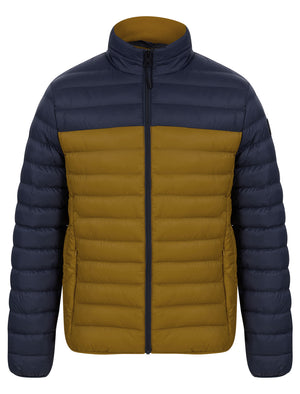 Inali Colour Block Funnel Neck Quilted Puffer Jacket with Fleece Lined Collar in Sky Captain Navy - Tokyo Laundry