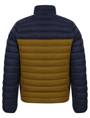 Inali Colour Block Funnel Neck Quilted Puffer Jacket with Fleece Lined Collar in Sky Captain Navy - Tokyo Laundry