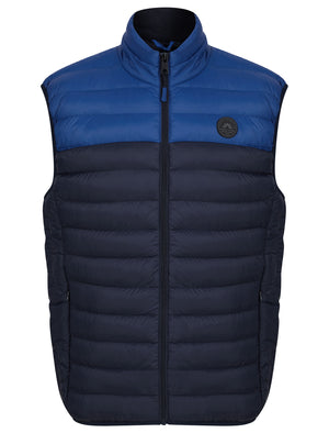 Yestin Colour Block Quilted Puffer Gilet with Fleece Lined Collar in Sodalite Blue - Tokyo Laundry