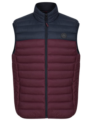 Yestin Colour Block Quilted Puffer Gilet with Fleece Lined Collar in Tawny Port - Tokyo Laundry