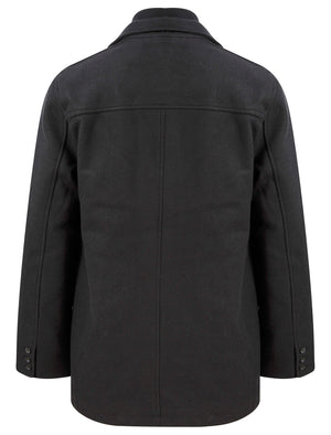 Indus Wool Look Funnel Neck Collar Tailored Coat with Quilted Mock Insert in Black - Tokyo Laundry