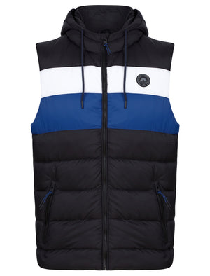 Therius Micro Fleece Lined Quilted Puffer Gilet with Hood in Sodalite Blue - Tokyo Laundry