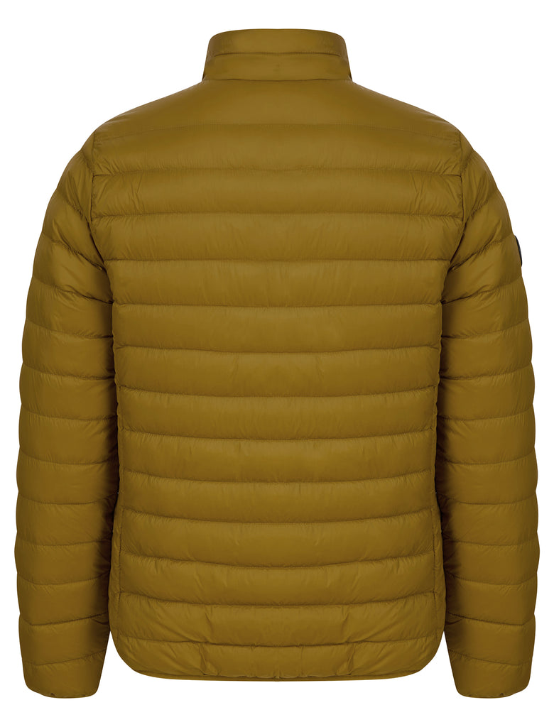 Ica Funnel Neck Quilted Puffer Jacket with Fleece Lined Collar in Gold ...