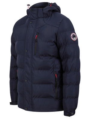 Yorkshire Quilted Puffer Coat with Hood In Sky Captain Navy - Tokyo Laundry