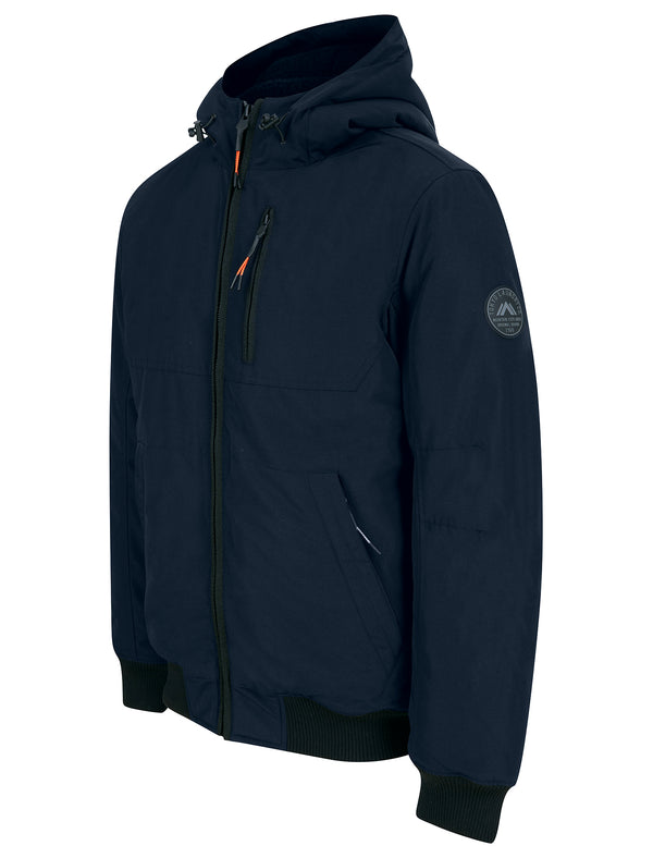 Yorker Padded Windbreaker Jacket with Borg Lined Hood in Sky Captain Navy - Tokyo Laundry