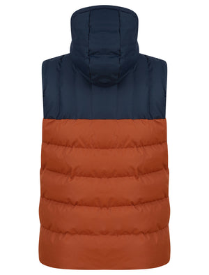 Tarlo Micro-Fleece Lined Hooded Quilted Puffer Gilet in Burnt Orange - Tokyo Laundry