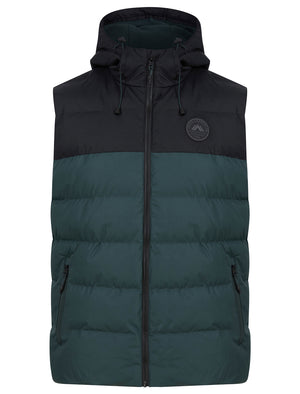 Tarlo Micro-Fleece Lined Hooded Quilted Puffer Gilet in Green Gables - Tokyo Laundry