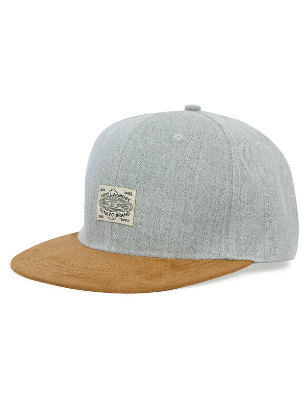 Spira Snapback Cap with Faux Suede Flat Peak in Grey - Tokyo Laundry