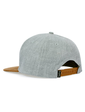 Spira Snapback Cap with Faux Suede Flat Peak in Grey - Tokyo Laundry