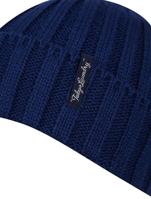 Men's Arnkell Chunky Ribbed Knit Beanie Hat in Twilight Blue - Tokyo Laundry