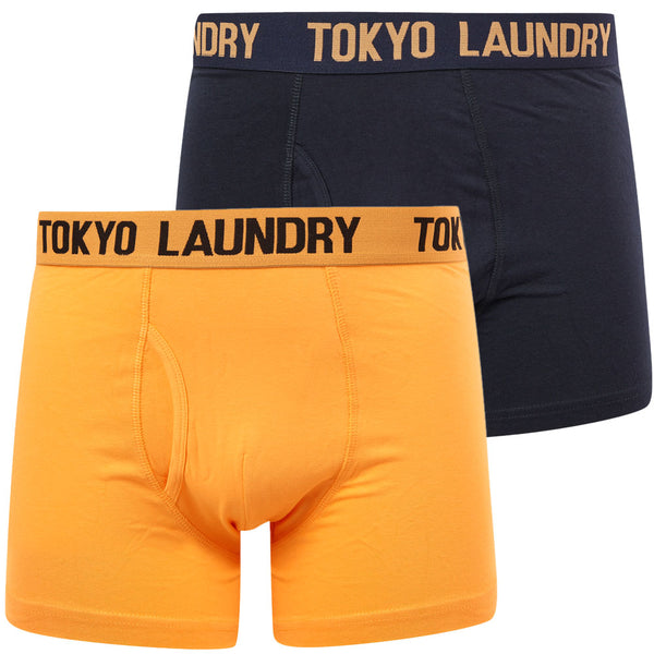 Snowden (2 Pack) Boxer Shorts Set in Papaya / Sky Captain Navy - Tokyo Laundry