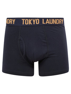 Snowden (2 Pack) Boxer Shorts Set in Papaya / Sky Captain Navy - Tokyo Laundry