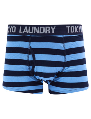 Saber (2 Pack) Striped Boxer Shorts Set in Allure Blue / Sky Captain Navy - Tokyo Laundry