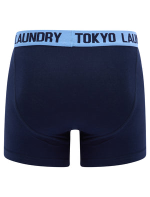 Saber (2 Pack) Striped Boxer Shorts Set in Allure Blue / Sky Captain Navy - Tokyo Laundry