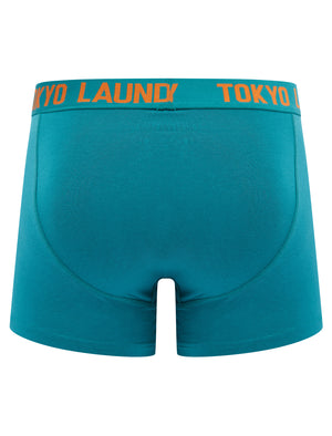 Samwell (2 Pack) Boxer Shorts Set in River Green / Golden Poppy Orange - Tokyo Laundry