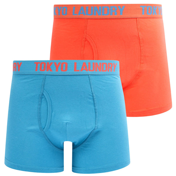 Saxen (2 Pack) Boxer Shorts Set in Niagara Falls Blue / Hot Coral - Tokyo Laundry