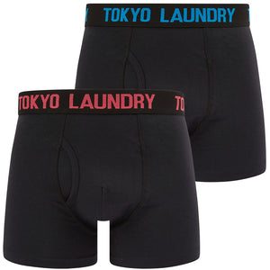 Tilson (2 Pack) Boxer Shorts Set in Blithe Blue / Raspberry - Tokyo Laundry