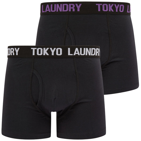 Tilson (2 Pack) Boxer Shorts Set in Pansy Purple / Bright White - Tokyo Laundry