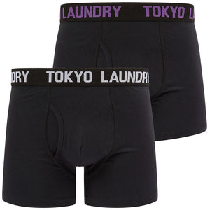 Goldbrook (2 Pack) Boxer Shorts Set in Pansy Purple / Bright White - Tokyo Laundry