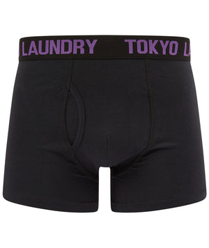 Goldbrook (2 Pack) Boxer Shorts Set in Pansy Purple / Bright White - Tokyo Laundry