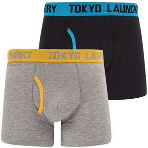 Desoto (2 Pack) Boxer Shorts Set in Blue Moon / Artisan's Gold - Tokyo Laundry