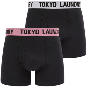 Trader (2 Pack) Boxer Shorts Set in Bright White / Sachet Pink - Tokyo Laundry