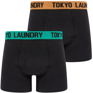 Dorset (2 Pack) Boxer Shorts Set in Papaya / Mint - Tokyo Laundry