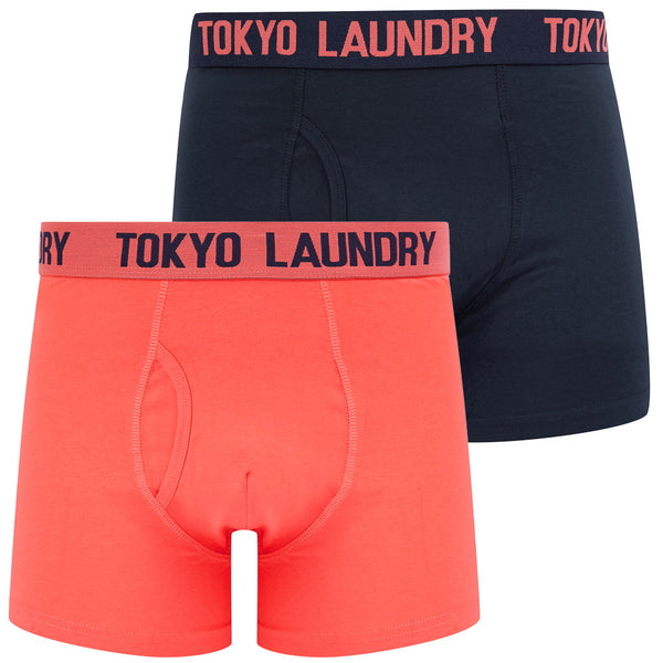 Lumber (2 Pack) Boxer Shorts Set in Dubarry Coral / Sky Captain Navy - Tokyo Laundry