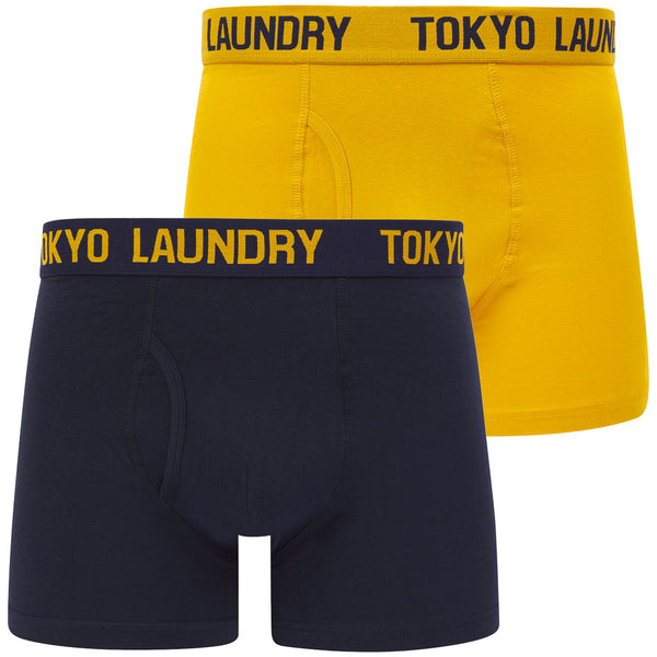 Lumber 2 (2 Pack) Boxer Shorts Set in Golden Rod / Sky Captain Navy - Tokyo Laundry