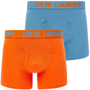 Lumber 2 (2 Pack) Boxer Shorts Set in Niagara Falls Blue / Carrot - Tokyo Laundry