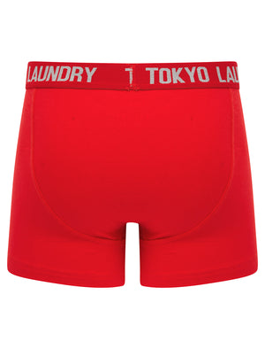 Tower 2 (2 Pack) Boxer Shorts Set in Mars Red / Light Grey Marl - Tokyo Laundry