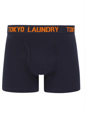 Tower 2 (2 Pack) Boxer Shorts Set in Carrot / Sky Captain Navy - Tokyo Laundry