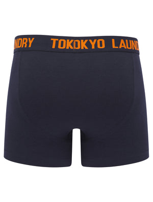 Tower 2 (2 Pack) Boxer Shorts Set in Carrot / Sky Captain Navy - Tokyo Laundry
