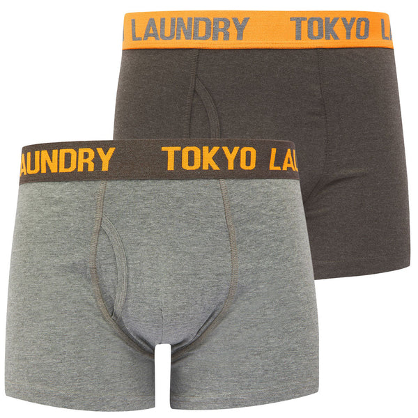 Foss (2 Pack) Boxer Shorts Set in Dark Grey Marl / Mid Grey Marl - Tokyo Laundry