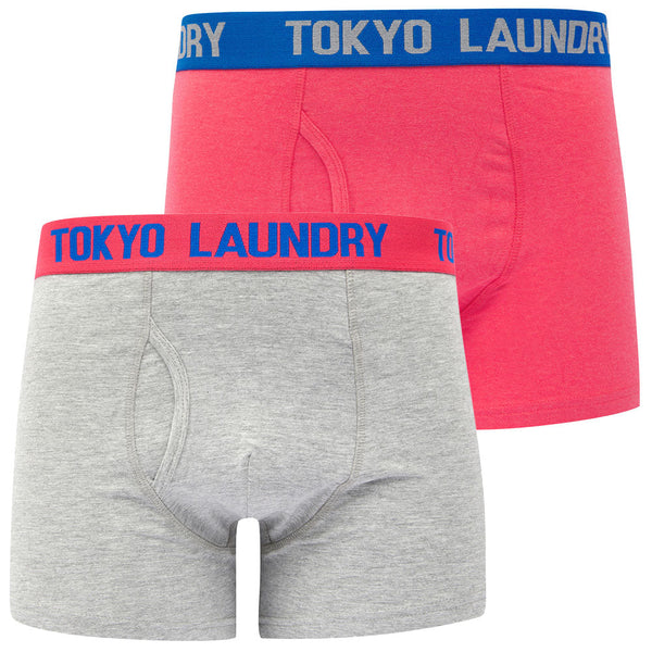 Foss (2 Pack) Boxer Shorts Set in Pink Marl / Light Grey Marl - Tokyo Laundry