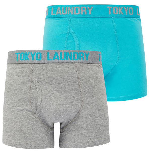 Allyn (2 Pack) Boxer Shorts Set in Blue Atoll / Light Grey Marl - Tokyo Laundry