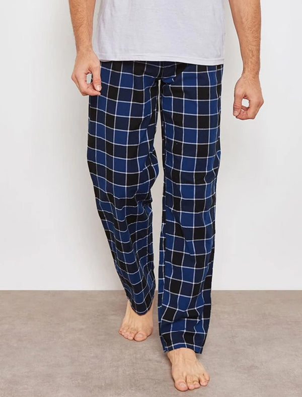 Jords Brushed Flannel Checked Lounge Pants in Medieval Blue - Tokyo Laundry