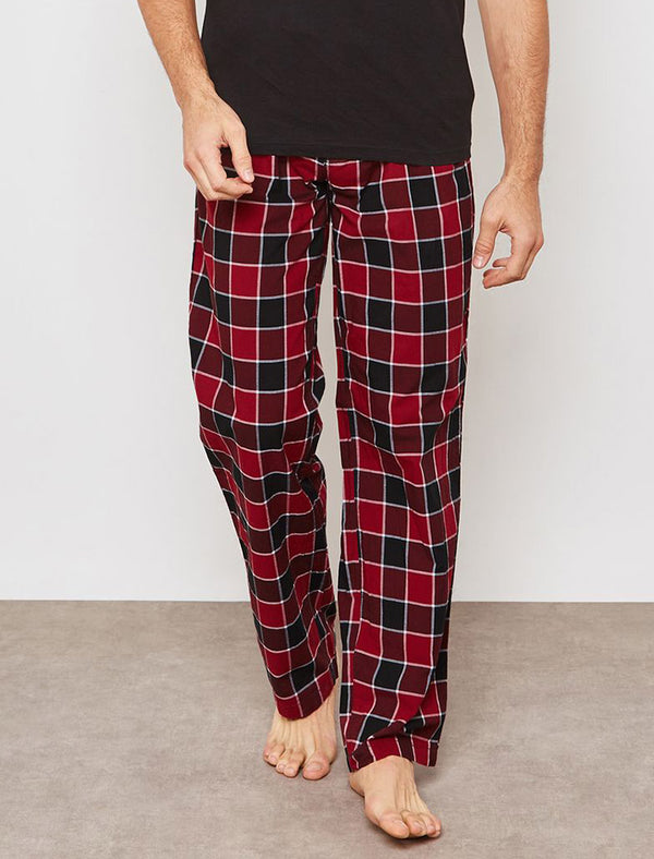 Jords Checked Brush Flannel Cotton Lounge Pants in Red - Tokyo Laundry