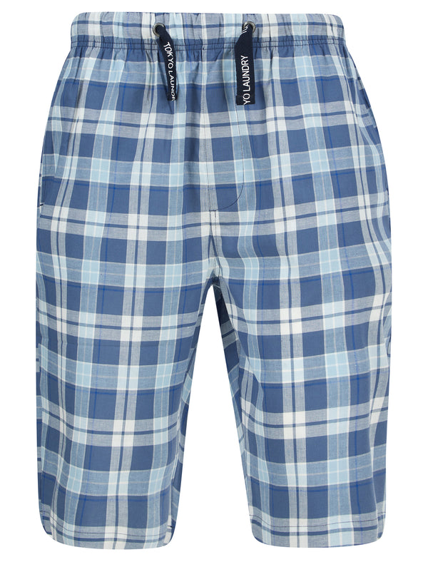 Makin Checked Cotton Woven Lounge Pyjama Shorts in Blue Bell - Tokyo Laundry