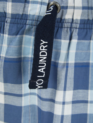 Makin Checked Cotton Woven Lounge Pyjama Shorts in Blue Bell - Tokyo Laundry