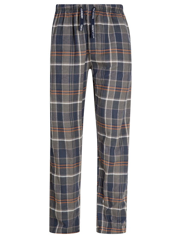 Leslie Checked Brush Flannel Cotton Lounge Pants in Green / Navy  - Tokyo Laundry