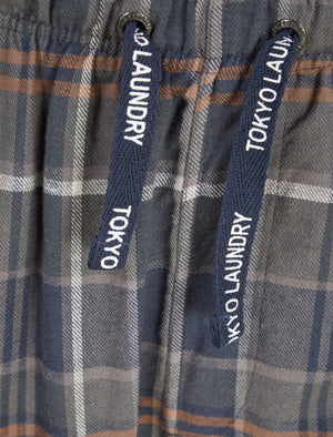 Leslie Checked Brush Flannel Cotton Lounge Pants in Green / Navy  - Tokyo Laundry
