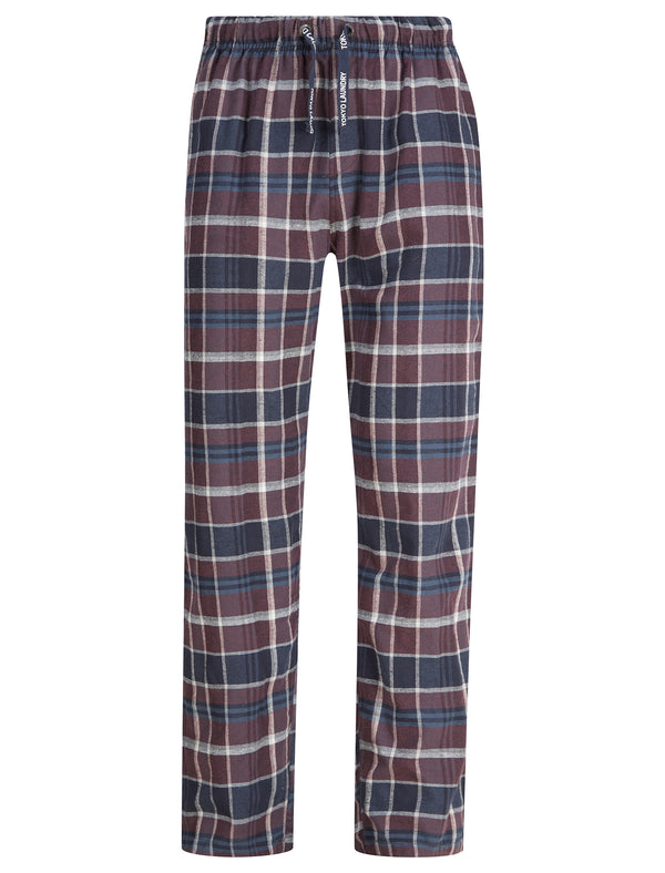 Leslie Checked Brush Flannel Cotton Lounge Pants in Port Royale / Navy  - Tokyo Laundry