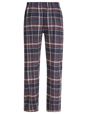 Leslie Checked Brush Flannel Cotton Lounge Pants in Port Royale / Navy  - Tokyo Laundry
