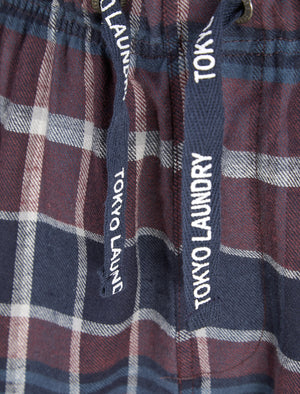 Leslie Checked Brush Flannel Cotton Lounge Pants in Port Royale / Navy  - Tokyo Laundry