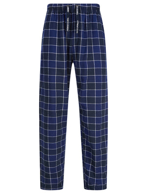 Tayos Brushed Flannel Checked Lounge Pants in Ocean Cavern - Tokyo Laundry