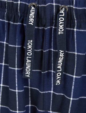 Tayos Brushed Flannel Checked Lounge Pants in Ocean Cavern - Tokyo Laundry