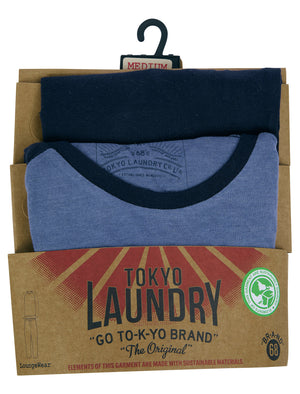Tudor 2pc Long Sleeve Cotton Lounge Set in Denim Marl / Sky Captain Navy - Tokyo Laundry